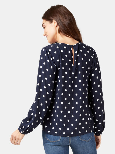 Avery Ladder Trim Blouse, Print, hi-res