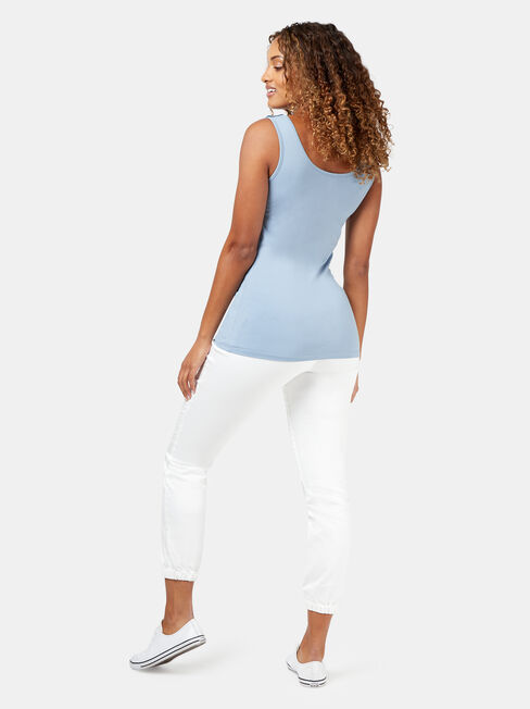 Post Maternity Cotton Nursing Tank, Blue, hi-res