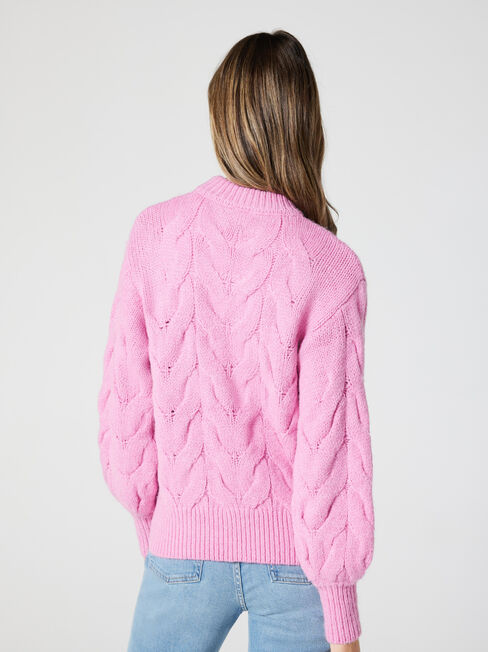 Lauren Cable Knit, Candy Floss, hi-res