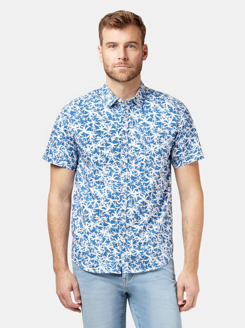Earl Short Sleeve Print Shirt, Blue, hi-res