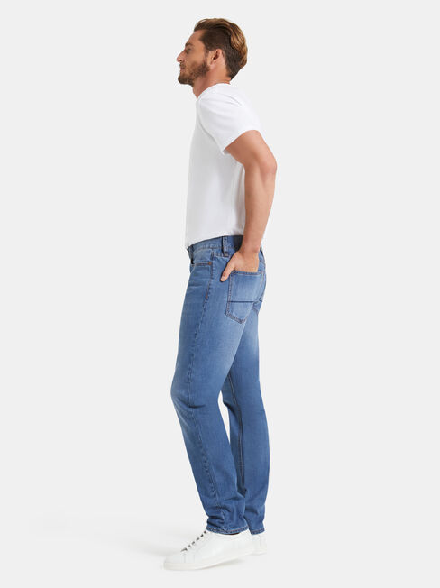 Slim Straight Jeans Mineral Blue, Mid Indigo, hi-res