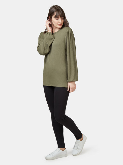Leah Textured Top, Green, hi-res