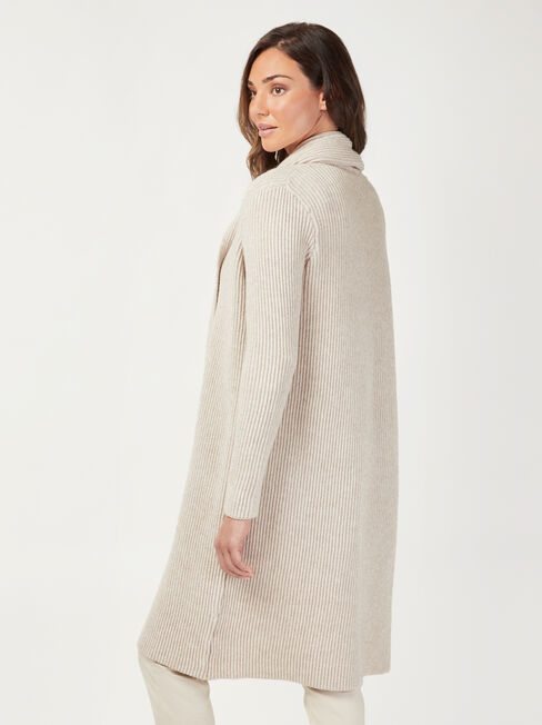 Hannah Ribbed Coatigan, White, hi-res