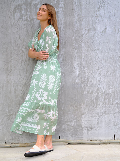 Shiloh Peasant Dress, Green, hi-res