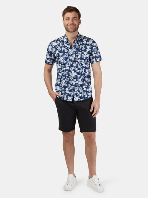 Campbell Short Sleeve Print Shirt, Blue, hi-res