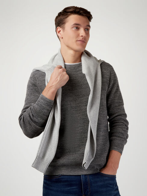 Spencer Textured Crew Knit, Grey, hi-res