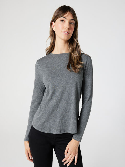 Essential Long Sleeve Crew Neck, Granite, hi-res