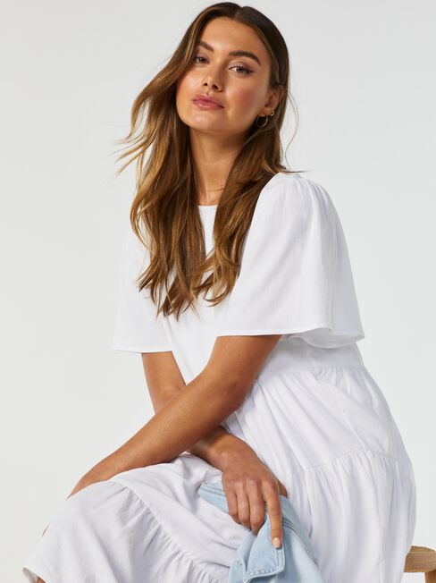 Bobby Tiered Dress, White, hi-res