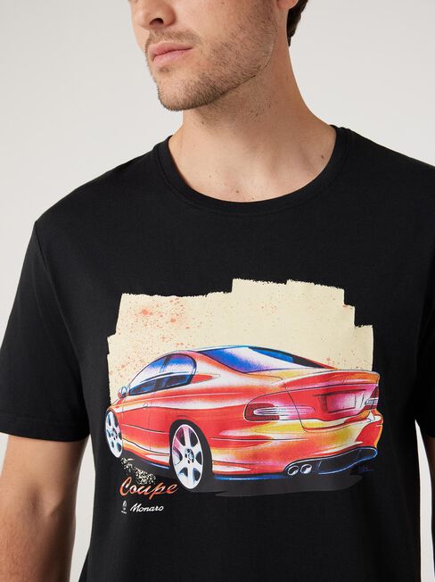 SS Holden Monaro Coupe Print Crew Tee, Black, hi-res