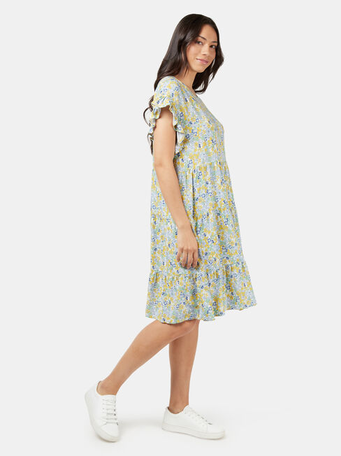 Aimee Tiered Mini Dress, Green, hi-res