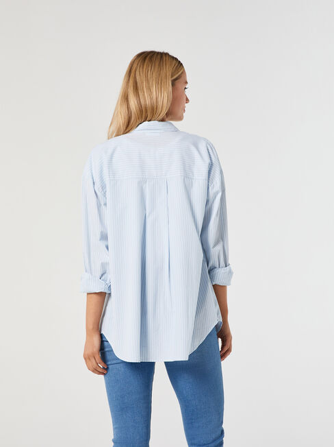 Fern Cotton Stripe Shirt, Blue Stripe, hi-res