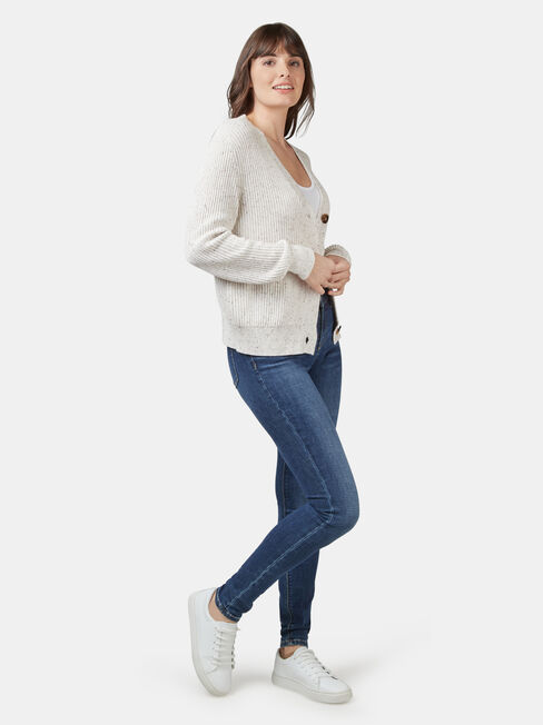 Camille Cropped Cardi, White, hi-res