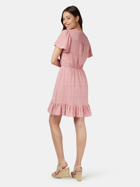 Harmony Flutter Sleeve Dress, Pink, hi-res