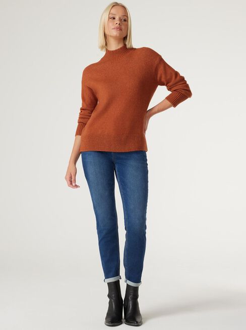 Parker High Neck Souffle Knit, Rust, hi-res