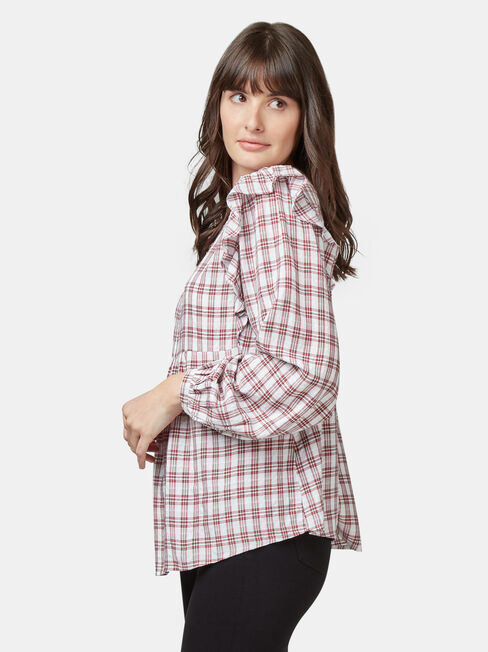 Liza Check Frill Top, Multi, hi-res
