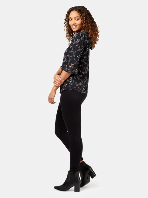 Sabrina High Neck Blouse, Black, hi-res
