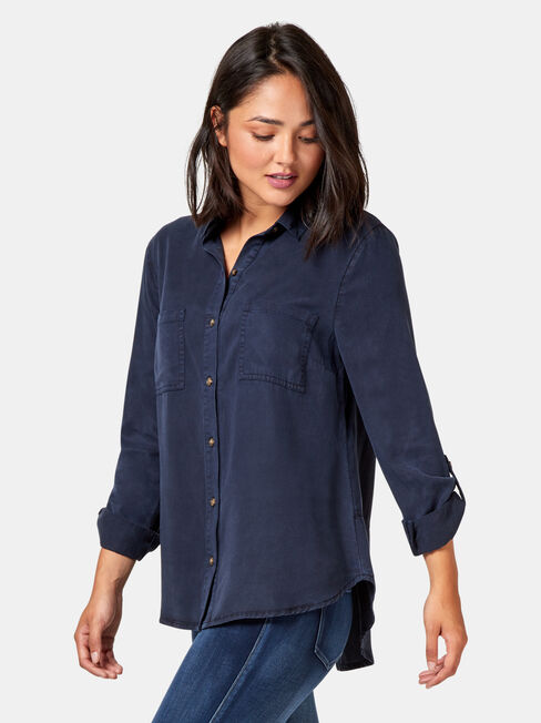 Tilly Tencel Shirt, Blue, hi-res