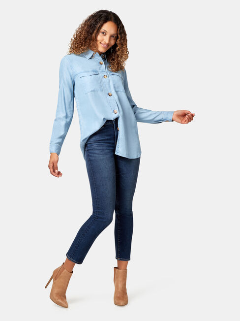 Kea Tencel Shirt, Blue, hi-res