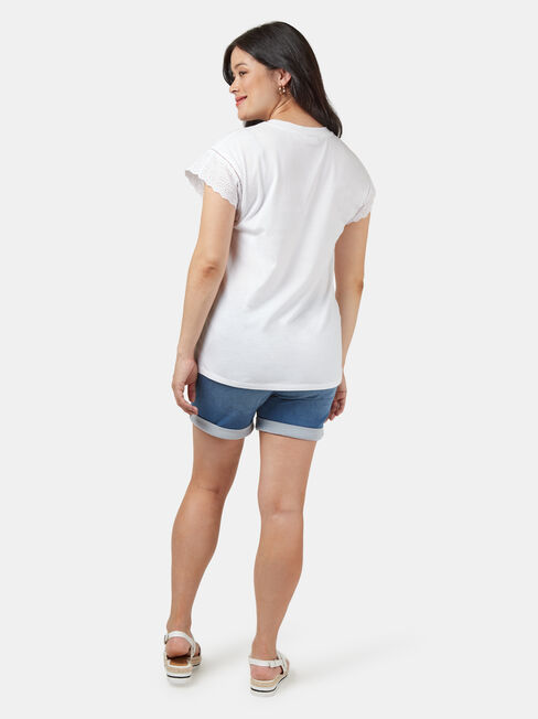 Elle Broderie Maternity Tee, White, hi-res