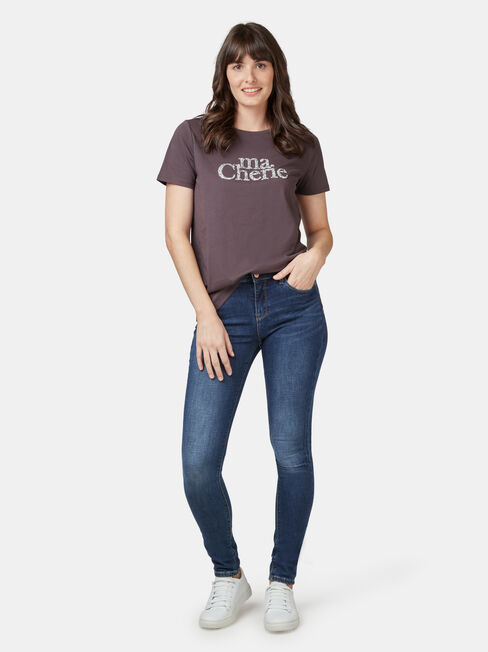 Ma Cherie Slogan Tee, Grey, hi-res