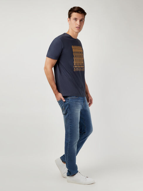 SS Toby Print Crew Tee, Blue, hi-res