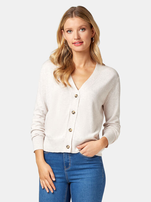 Ava Cropped Cardi, White, hi-res