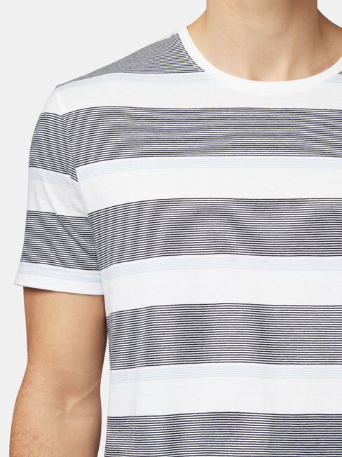 Patrick Short Sleeve Stripe Crew Tee, Blue, hi-res