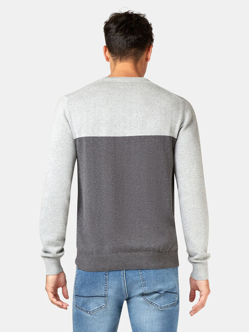 Conrad Block Crew Knit, Grey, hi-res