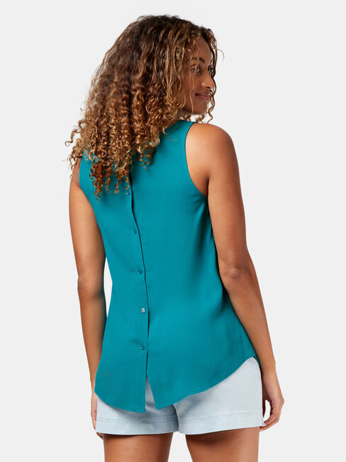 Vickie Button Back Tank, Blue, hi-res