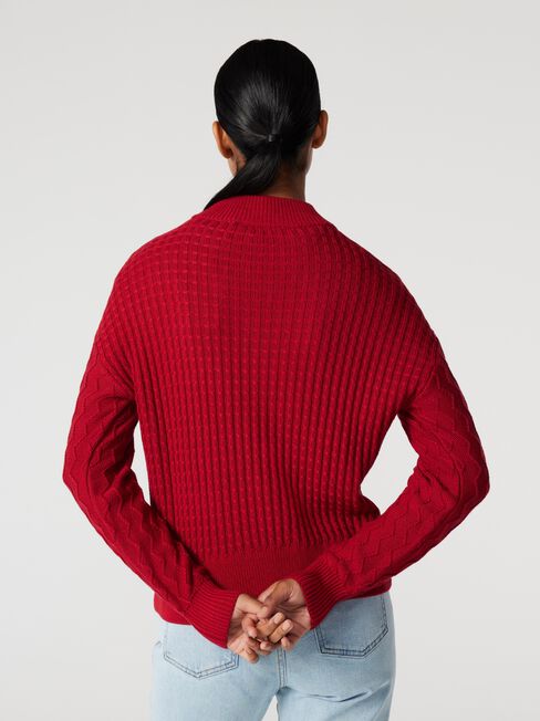 Scarlett Hatch Stitch Pullover, Berry, hi-res