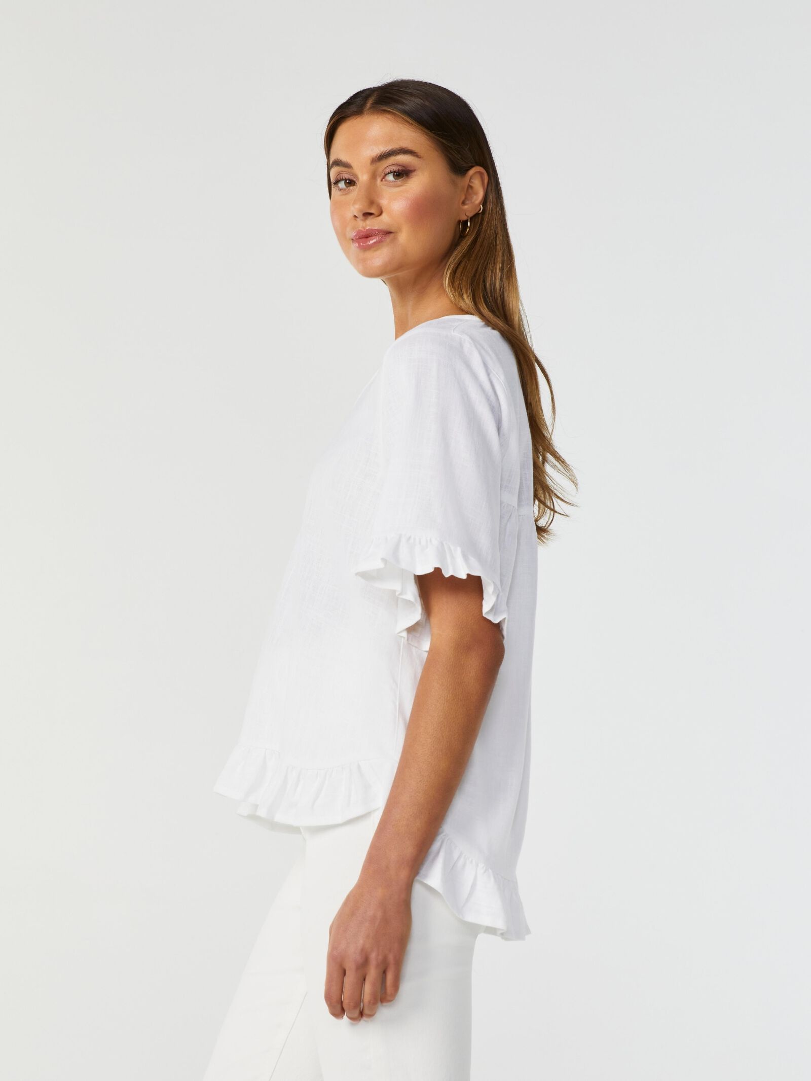 Ivy V Neck Ruffle Top