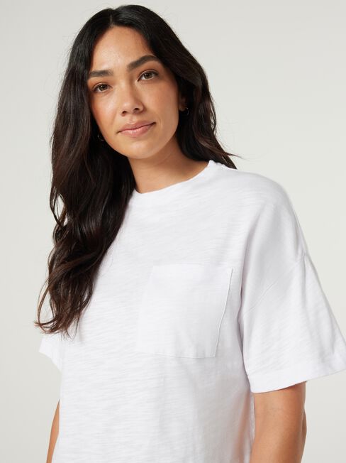 Relaxed Pocket Tee, White, hi-res
