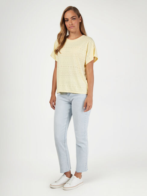 Caterina Crochet Tee, Yellow, hi-res