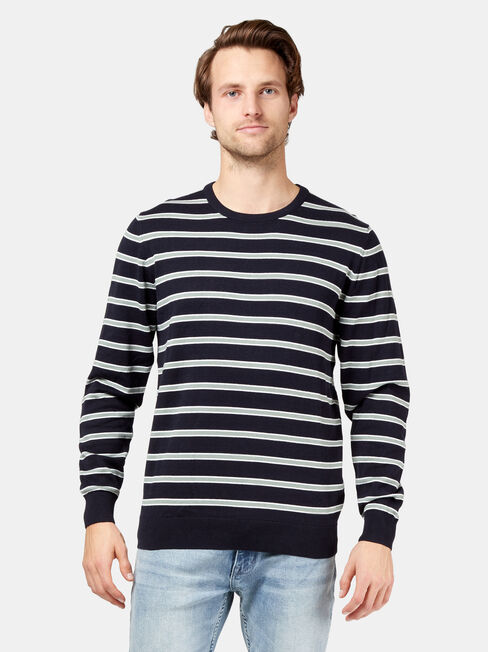 Lincoln Stripe Crew Knit, Blue, hi-res
