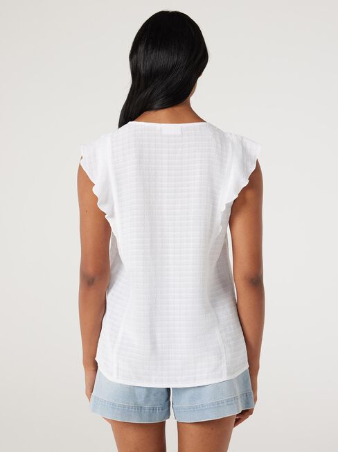 Fia Flutter Sleeve Top, White, hi-res