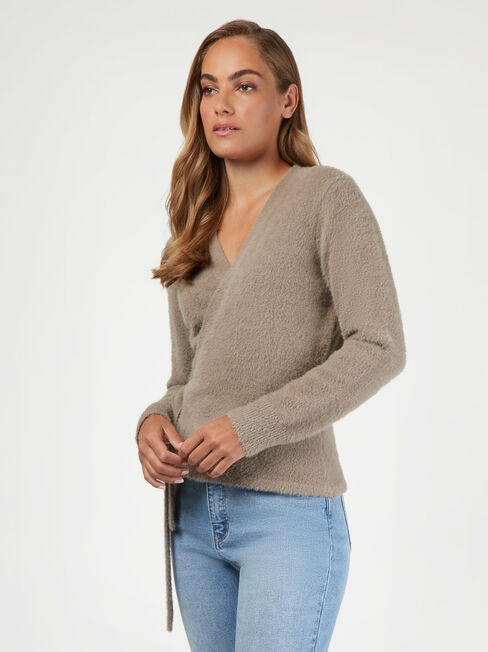 Ruby Wrap Knit, Brown, hi-res