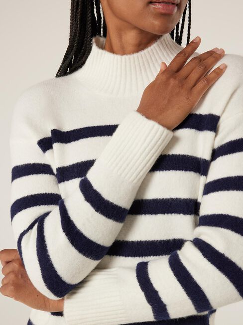 Parker High Neck Souffle Knit, Stripe, hi-res