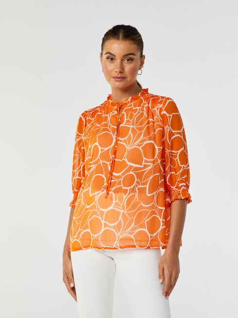 Reef Puff Sleeve Blouse, Print, hi-res