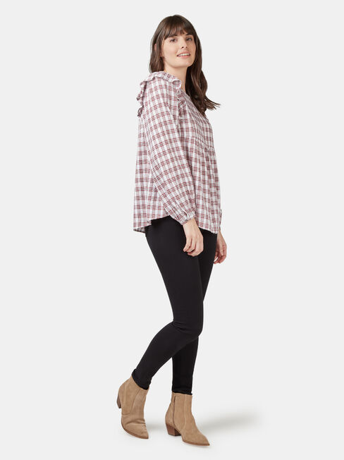 Liza Check Frill Top, Multi, hi-res