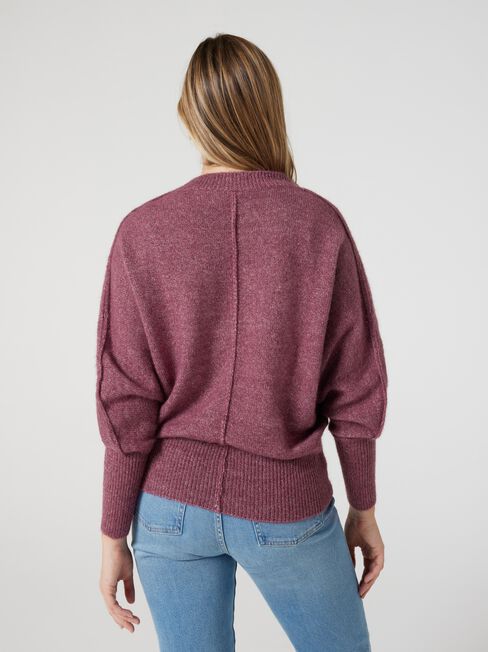 Camilla V-Nk Relaxed Pullover Knit, Mauve, hi-res