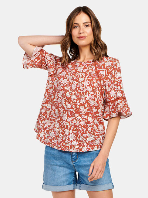 Cora Linen Blend Top, Black, hi-res