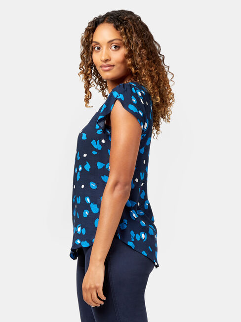 Saffi Petal Sleeve Blouse, Blue, hi-res