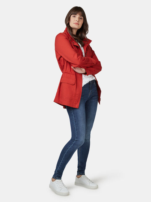 Connie Cotton Casual Jkt, Red, hi-res