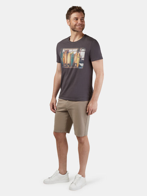 Leon Short Sleeve Print Crew Tee, Grey, hi-res
