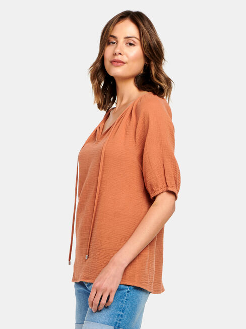 Cheska Cheesecloth Peasant Top, White, hi-res