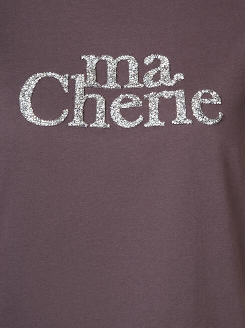 Ma Cherie Slogan Tee, Grey, hi-res