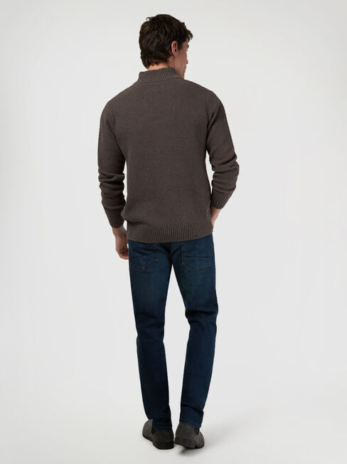 Brian Shawl Neck Cable Knit, Brown, hi-res