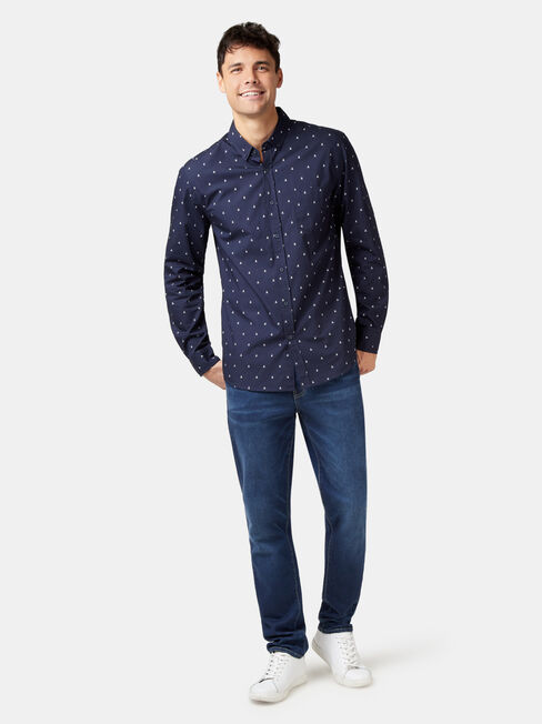 Jensen Long Sleeve Print Shirt, Blue, hi-res