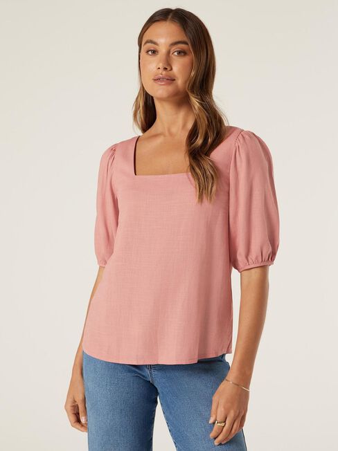 Aria Square Neck Top, Dusty Pink, hi-res