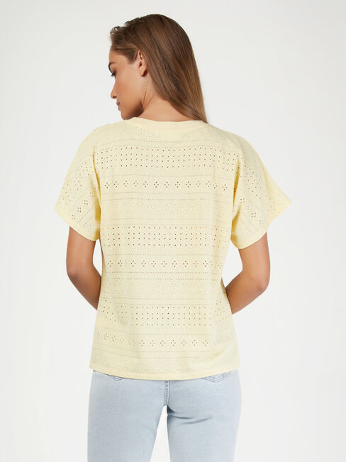 Caterina Crochet Tee, Yellow, hi-res